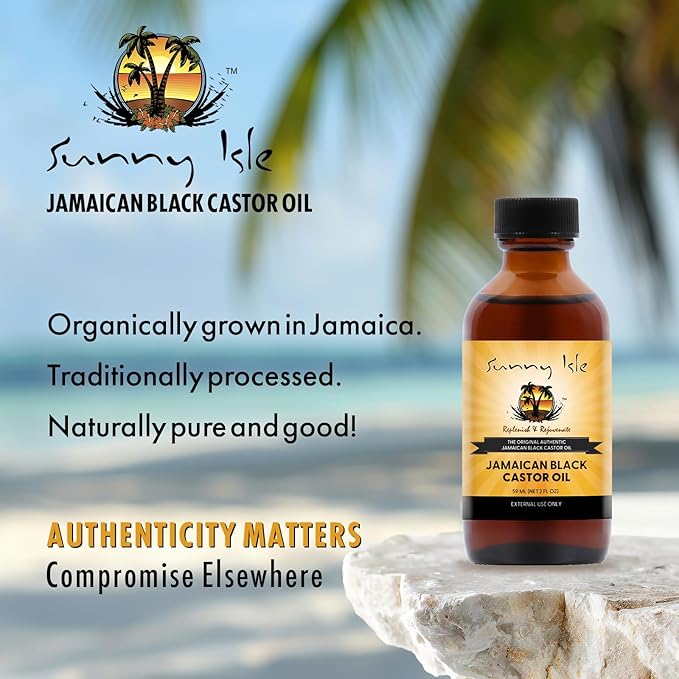 Sunny Isle Jamaican Black Castor Oil 2oz | 100% Natural for Hair, Scalp and Skin Care