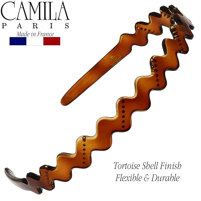 Camila Paris CP3881 French Headband for Women, Tortoise Shell, Strong Hold Grip Women's Hair Band, Ligth and Very Flexible, No Slip and Durable Styling Girls Hair Accessories, Made in France
