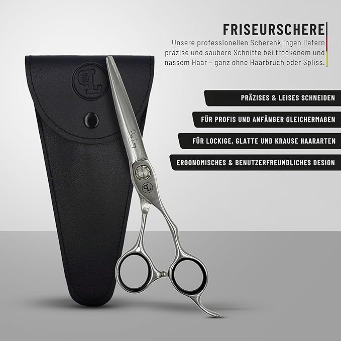 Professional Hair Cutting Scissors 6.5" - German High Carbon Steel Barber Shears with Convex Blades, Ergonomic Design for Salon & Home Use - Pius Lang