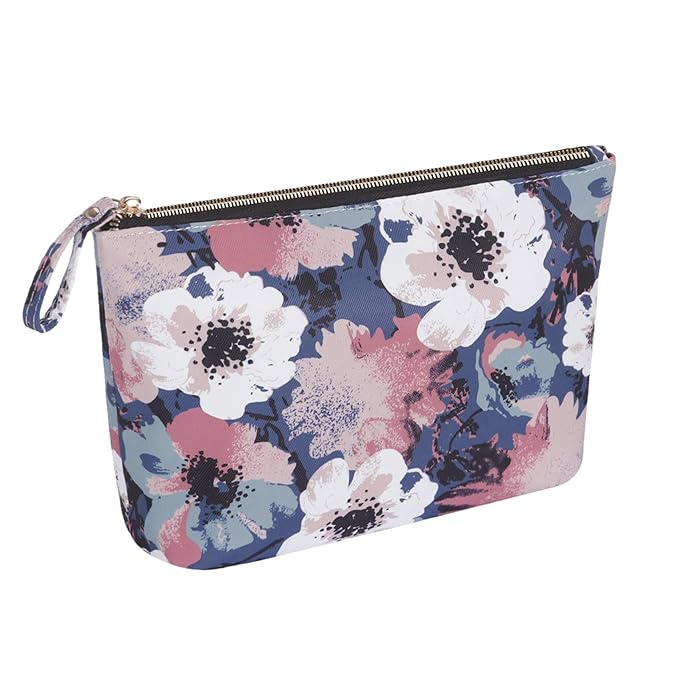 Flower Makeup Bag for Travel Cosmetic Storage Pouch Waterproof Polyester Metal Zipper, Retro Camellia