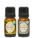 US Organic 100% Pure Myrrh, Frankincense Essential Oil Combo Pack - Directly sourced from The Horn of Africa - USDA Certified Organic - Use Topically or in Diffuser (5 ml Combo)