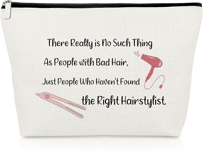 Hairdresser Appreciation Gifts for Hairstylist Makeup Bag Hair Stylist Thank You Gift for Women Hair Dresser Birthday Retirement Presents Cosmetology Graduation Presents for Cutter Cosmetic Pouch
