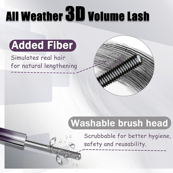 Iron Wand Mascara, Metal Wand Mascara, 3D Curling Metal MascaraWand, Clump-Free, Waterproof & Smudge-Proof Formula For Naturally Long, Thick Lashes