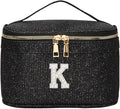 EURYNOME Makeup Bag with Custom Letter K, Water-Resistant Travel Organizer Pouch, (8.3x5.1x5.1 Inch) Cosmetic Case for Women