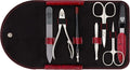 3 Swords Germany - brand quality 7 piece manicure pedicure kit set - nail care tools by 3 Swords - red ostrich optic