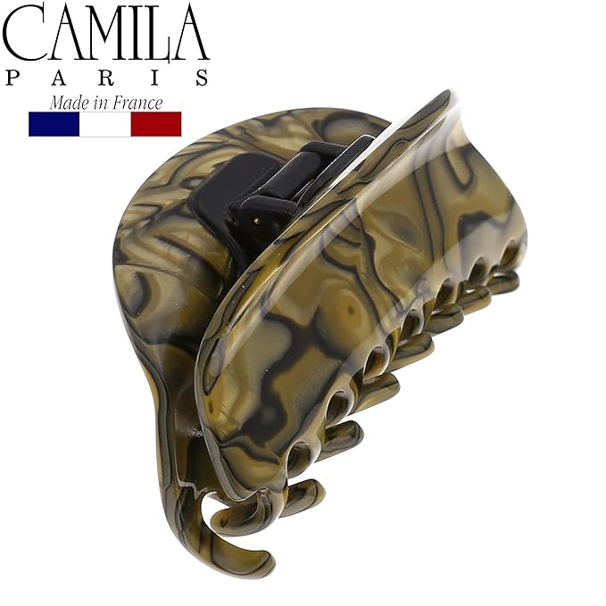 Camila Paris CP2959 French Hair Ponytail Holders Ties, Flower, Handmade, Bronze, Strong Hold Grip Hair Clips for Women, No Slip and Durable Styling Girls Hair Accessories, Made in France