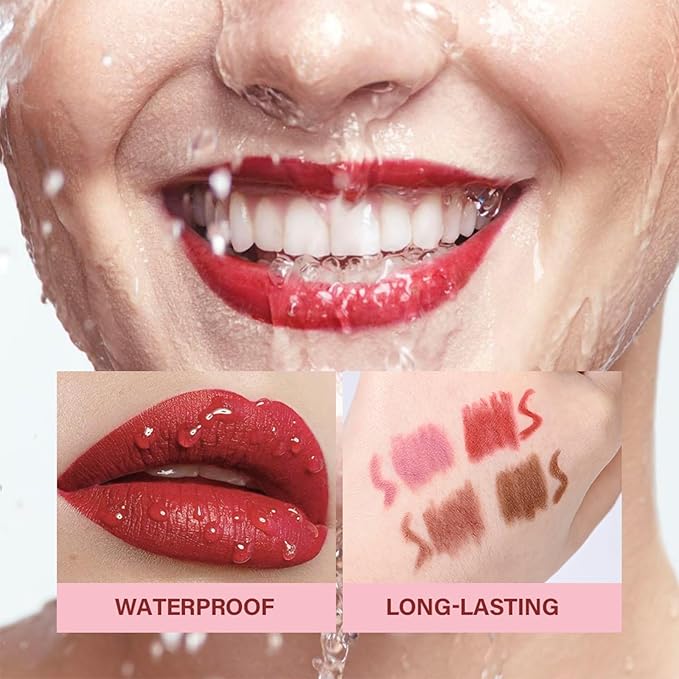 Matte Lip Liner Pencil Set,4 Colors Mini High-Pigmented Long Lasting Waterproof Cream Smooth Texture Lip Color Mini Combo Set Makeup (Sharpener Not Included)