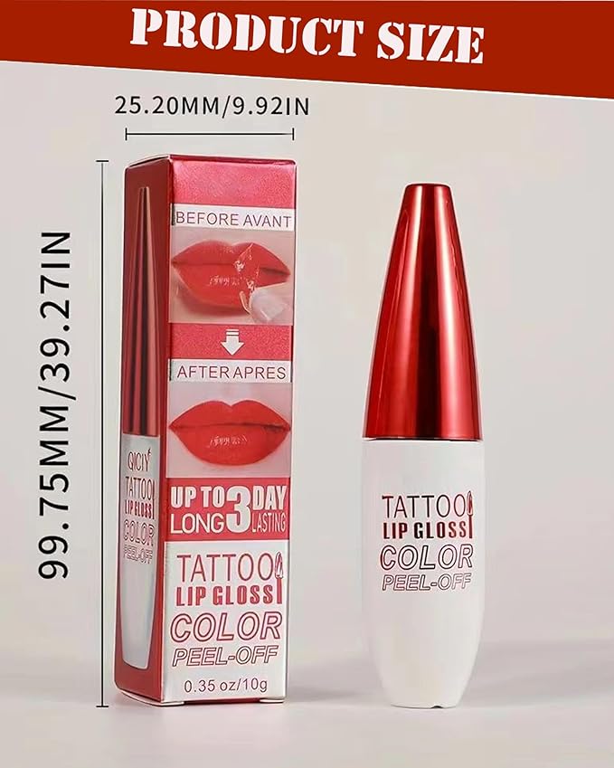 Peel Off Lip Stain Tattoo Lip Gloss, Pink Matte Lip Liner Stain Peel Off Waterproof Long Lasting,Highly Pigmented Transfer-Proof Lips Tint Stains Non-Stick Tinted Liquid Lipstick Makeup for Women-01