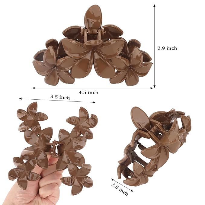 Hawaiian Flower Hair Clips Large Matte Hair Claw for Women Non-Slip Strong Hold Clips for Thick Hair Hair Accessories for Women and Girls