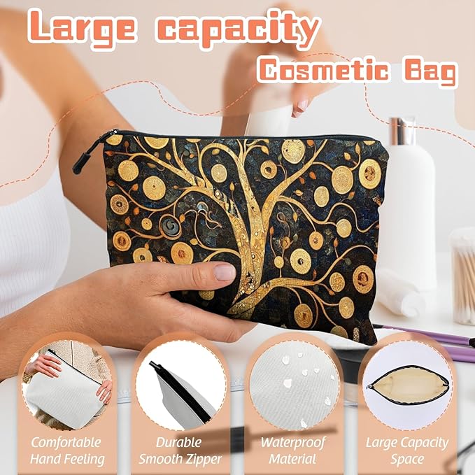 Cosmetic Bags Travel Makeup Toilet Case Waterproof Pouch for Women Girls 6.7X9.45inches - Celestial - Inspired Ornamental Tree