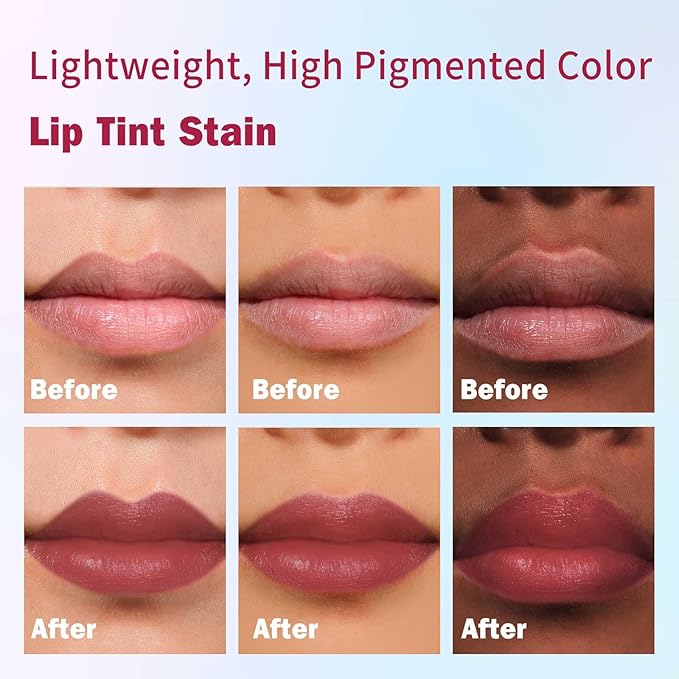 KIMUSE Lip Stain Set, 5 PCS Long Lasting Waterproof Smudgeproof Lip Liner Stain, Matte Natural Finish, All Day Wear Lip Color