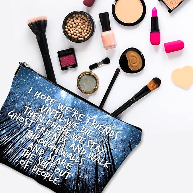 Cute Makeup Bag for Purse Canvas Waterproof Funny Cosmetic Bags for Women Zipper Travel Toiletry Pouch-Friend Gifts Makeup Bags