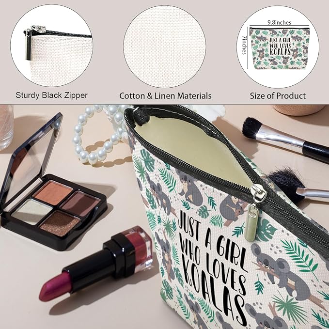 Cute Koala Makeup Bag Koala Gifts Funny Koala Lovers Gift Stuff Decor Travel Toiletry Bag for Women Best Friends Girls Animal Lovers Daughter Sister Coworker Camping Birthday Christmas Retirement