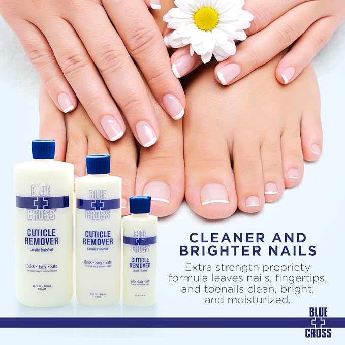 Blue Cross Professional Nail + Cuticle Care 2 Pack Bundle, Liquid Cuticle Remover + Softener & Cuticle Nippers, Cutter & Trimmer for Fingernails and Toenails