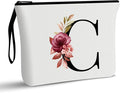 Vavabox A-Z Personalized Makeup Bag, Birthday Gifts for Women Mom, Gifts for Best Friend, Bride Bridesmaid Cosmetic bag (C, White)