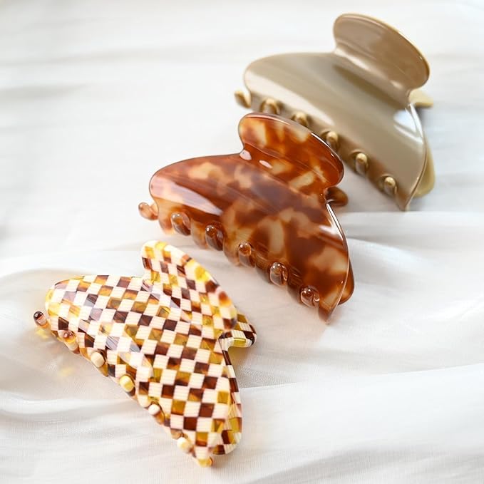 Handmade Celluloid Acetate French Design Barrettes Tortoise Shell Claws Hair Claw Luxury Fashion Accessories Hair Clip for Women (bonzegold color)