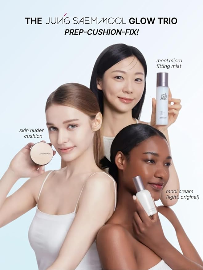 JUNG SAEM MOOL Essential Skin Nuder Cushion 21W Medium 0.49 Fl Oz, No Refill, Natural Radiant Finish Cushion Foundation with Buildable Coverage, Lightweight Texture, Korean Foundation Makeup