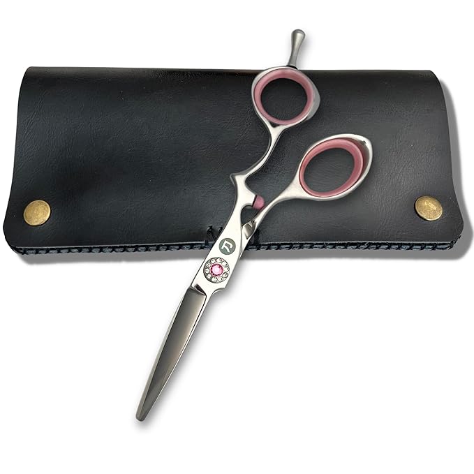 5.5" Jewel and Pink Hair Shears - Saki Tomika Professional Hair Shear - Ergonomic, Comfortable, and Stylish Design for Hairdressers and Salons
