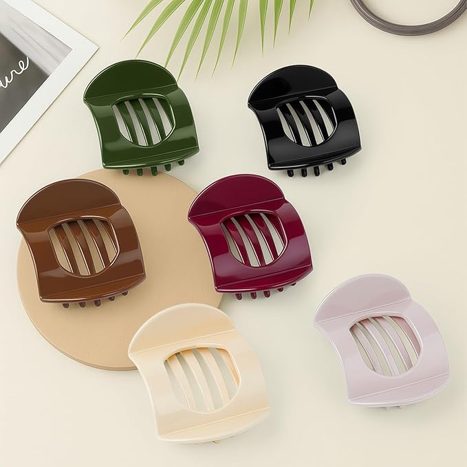 6pcs Flat Claw Clip - Strong Hold Flat Claw Clips for Women Girls, No Slip Hair Claw Clips for Thick Hair Styling Accessories