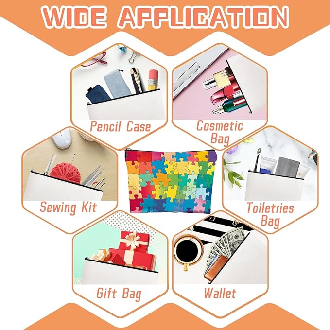 Makeup Bag Travel Cosmetic Bags Small Makeup Case Waterproof Zipper Pouch for Women Girls 7X9inches - Colorful Puzzle Pieces Pattern