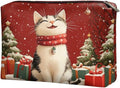 COEQINE Christmas Cat Makeup Bags for Women Travel Leather Make Up Pouch Portable Cosmetic Bag Waterproof Travel Makeup Case Organizer for Womens Birthday Xmas Gifts Toiletry Handbag for Holiday