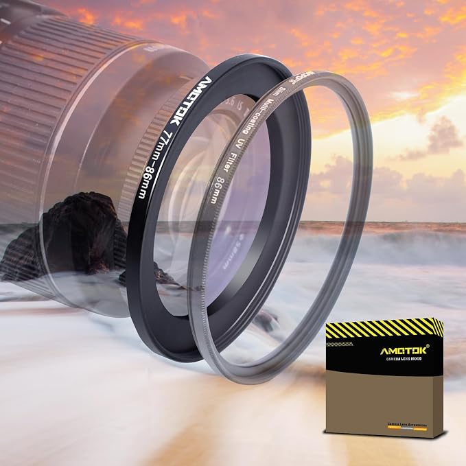 77mm Lens to 86mm Camera Lens Adapter, 77mm to 86mm Filter Step up Ring Adapter by AMOTOK