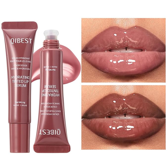 Tinted Lip Serum Gloss – Hydrating Lip Plumper with Natural Shine, Nourishing Hydration with Polypeptide Non-Sticky, Long-Lasting Color, Moisturizing Lip Makeup (6Pcs)