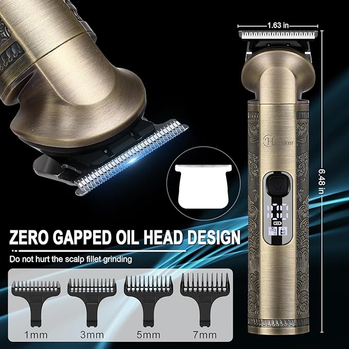 Hatteker Beard Trimmer Kit Professional Hair Clipper Zero Gapped T-Blade Electric Razor Shaver for Nose Ear Body Face Mustache Trimmer for Men Cordless Grooming Kit 8 in 1
