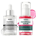 Dual-Action Acne Serum & Pico Tonique Essence Set - Minimizes Pores · Evens Skin Tone, Featuring Calcium Arbutin Ampoules, Niacinamide, Collagen - 1.01 fl oz (2-Bottle Set) (1)