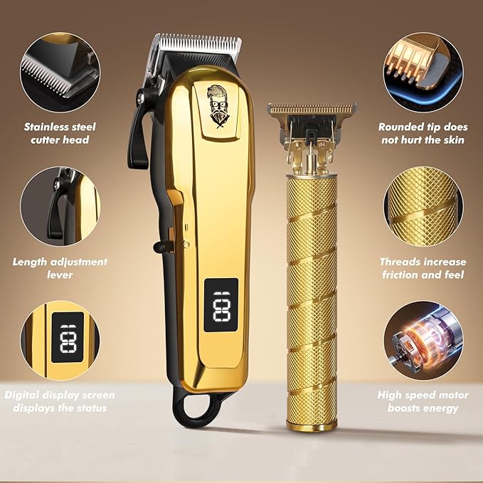 Hair Clippers for Men, Beard Trimmer and Electric Shaver Set, Professional Rechargeable Cordless Barber Hair Cutting Tools Grooming Kit