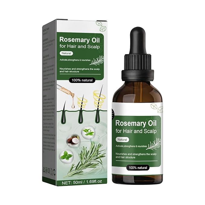 Rosemary & Mint Hair Oil, Split Ends & Dry Scalp Treatment - Made with Biotin & Essential Oils for Strengthening, Soothing, Moisturizing & Encouraging Longer, Healthier Hair (1.69 Fl Oz)