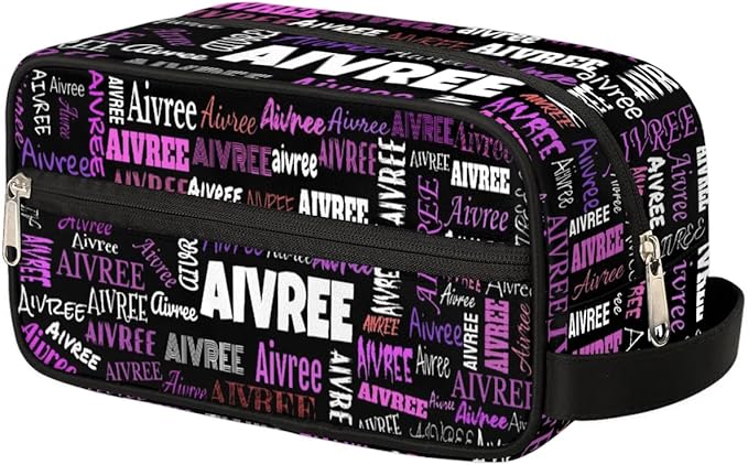 Personalized Makeup Bag with Name, Travel Cosmetic Bag for Women, Friends, Mother's Day, Bridesmaid, Bride, Wedding, Graduation, Black Background