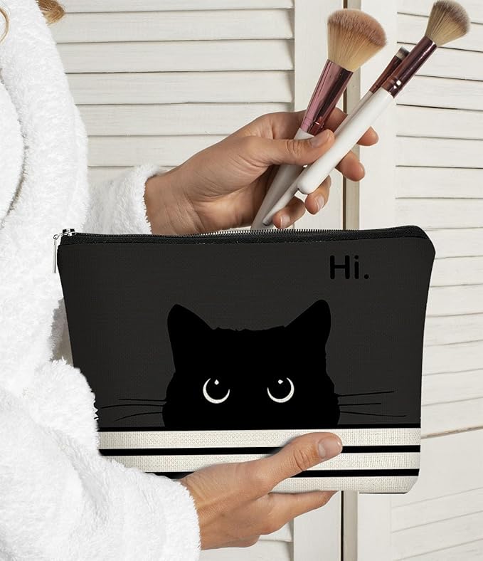 Cat Makeup Bag,Cat Gifts，Black Cat Purse,Gifts For Cat Lovers,Small Cute Makeup Bag Cosmetic Bag For Women Teen Girls,Birthday Gift,Cat Owners Gifts,Cat Lady Gifts For Women(Black)
