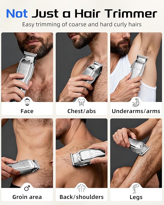 KIKIDO Hair Clippers Professional Cordless for Men, Barber Clippers for Hair Cutting Kit, Wireless LCD Display Hair Trimmers Set, Rechargeable Haircut Machine for Family (Sliver)