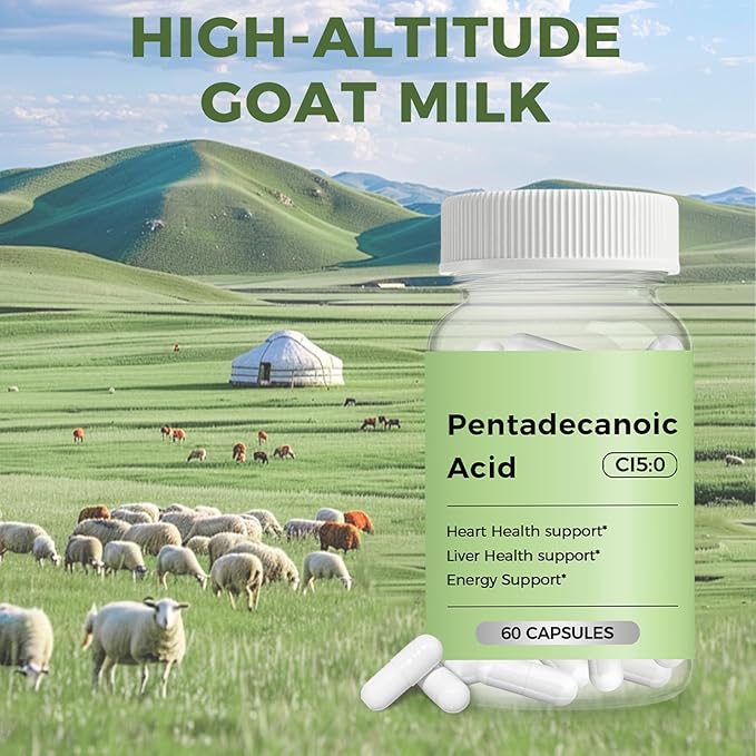 Pentadecanoic Acid, C15 Supplement, High Altitude Sheep Milk - 60 Capsules（2pcs）