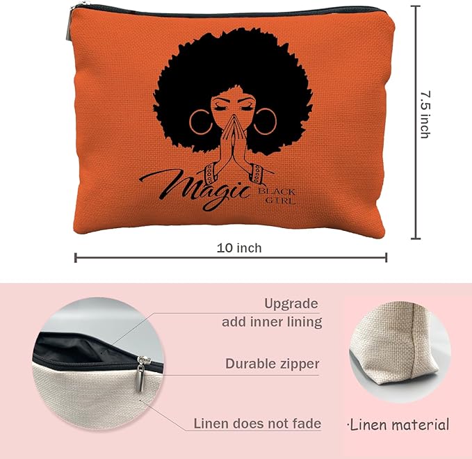 Black Girl Magic Makeup Bag - African American Girl & Women Gift - Cosmetic Bag