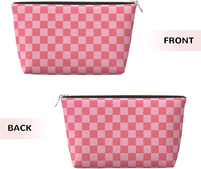 Womens Leather Makeup Bag Cosmetic Bag Travel Toiletry Bags Make Up Bags for Women Adult (Elegant Pink)