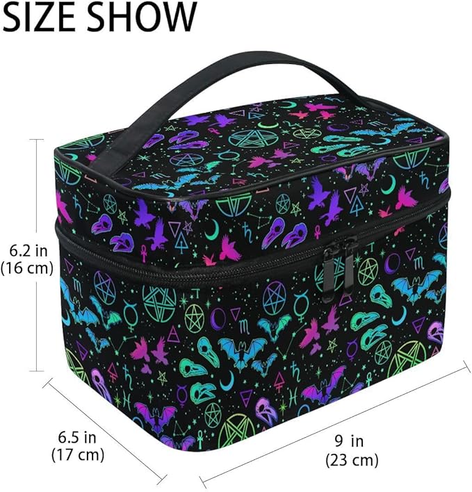 Makeup Bags, Gothic Different Magic Elements Makeup Organizer Bags Toiletry Bag Box Travel Cosmetic Bag Make Up Train Case for Women Teen Girl Ladies