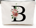 Initial A-Z Personalized Letter Makeup Bag, Monogrammed Bridesmaid Gifts/Presents Cosmetic Bag, Portable Stationery Storage Organizer Pouch, Friendship Love Travel Makeup Bags