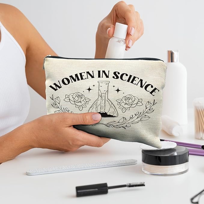 Women's Science Makeup Bag - Teacher Gifts, Forensic & Environmental Science Cosmetic Pouch