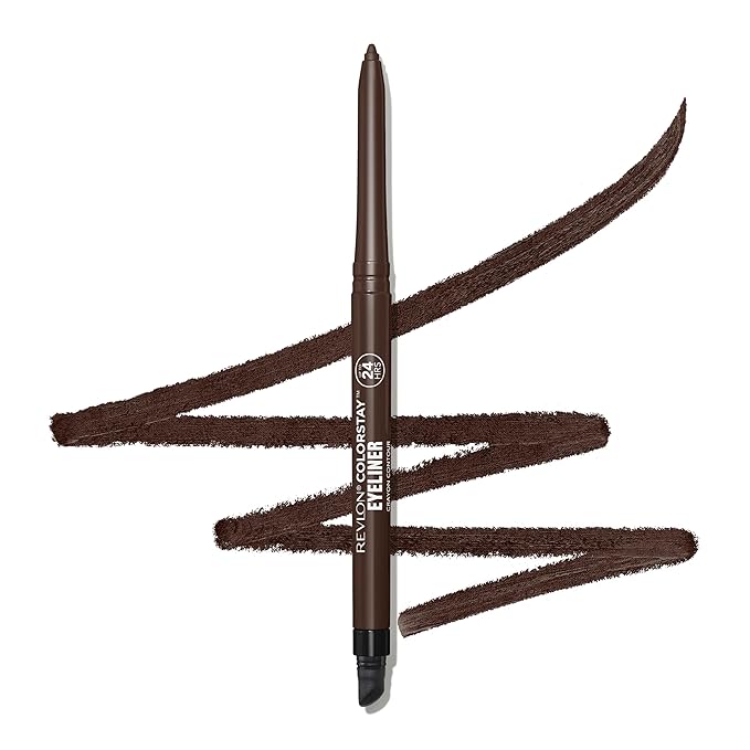Revlon ColorStay Pencil Waterproof Eyeliner, Smudge-Proof, Eye Makeup with Built-In Sharpener, Stocking Stuffer for Women, 202 Black Brown, 0.01 oz