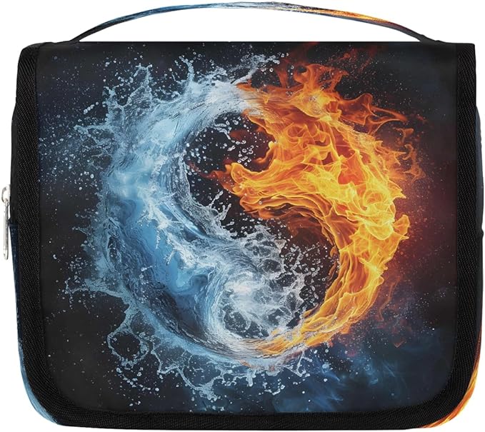 Travel Toiletry Bag for Women & Men Space Water Fire Hanging Cosmetic Organizer Portable Waterproof Makeup Case Make Up Bag with Compartments Travel Essentials for Bathroom Shower