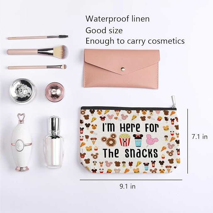 Magic Kingdom Lover Gift Halloween Snacks Cosmetic Bag Snacks Bag for Travel Cute Toiletry Bag for Girls Teens Friends Makeup Organizer Zipper Pouch (for The Snacks White)