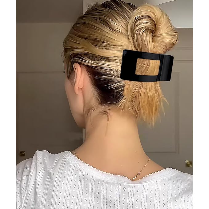 Velscrun Flat Hair Clips for Women Girls, Matte Lay Flat Claw Clips, Strong Hold Large Side Hair Clip All Hair Types, French Duck Billed Hair Jaw Claw Clip, Non Slip Grip for Daily Styling Amber