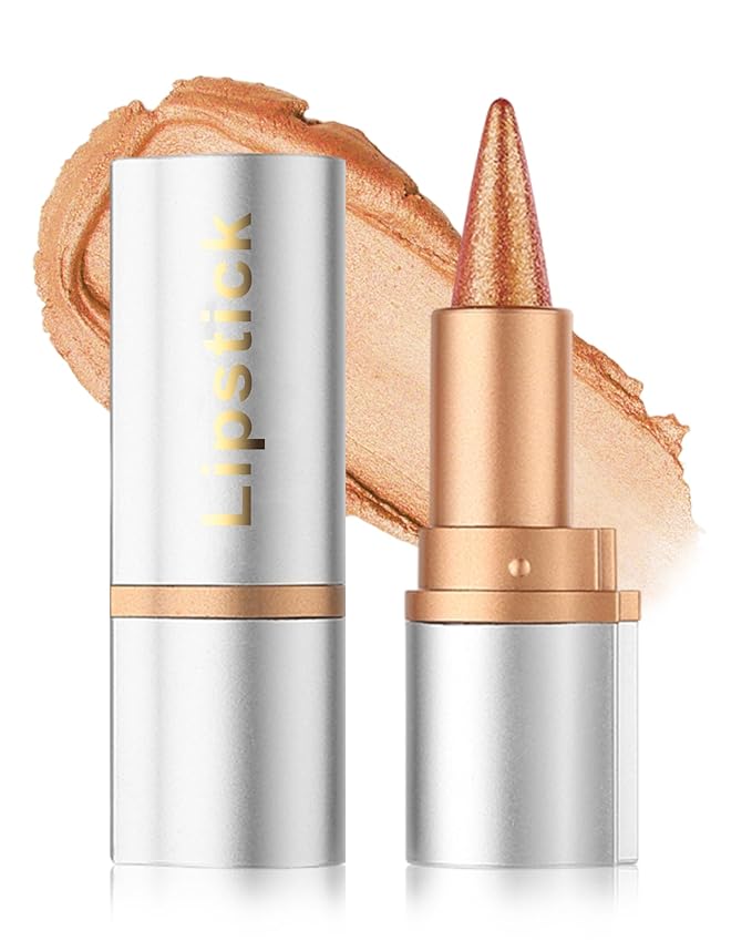 Brown Glitter Lipstick Lip Liner,Shimmer Metallic Matte Long-Lasting Waterproof Non-stick Lip Stain Tint,High Pigmented Lip Gloss Full Coverage lipcolor Pen,Christmas Makeup Gift for Women-05