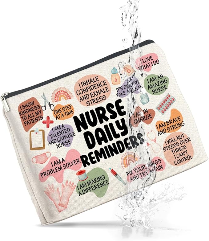 Nurse Gifts Makeup Bag, Inspirational Gifts for New Nurse Practitioner, Daily Reminders Zipper Makeup Pouch