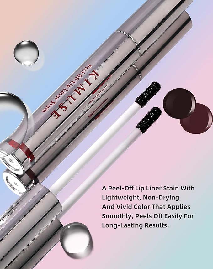 KIMUSE Long-Lasting Lip Stain Peel Off Mask, 12H Smudge-Proof Transfer-Resistant Lip Tint, Vegan & Non-Drying Formula for Bold Matte Finish, Easy Peel Application