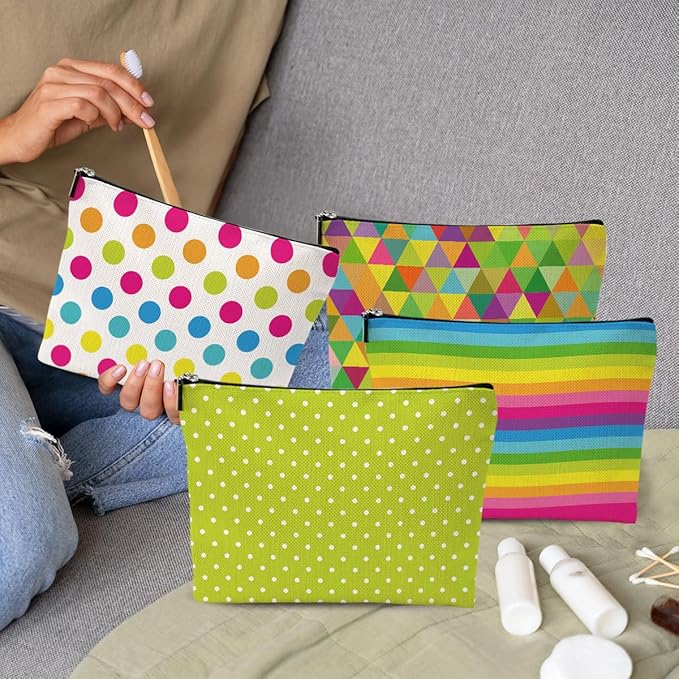 Cosmetic Bags for Women, Makeup Bag, Travel Bag for Toiletries Set, Makeup Bags Waterproof Cute Mothers Day Birthday Friendship Gifts for Girls Bestie Mom, Colorful Polka Dot Rainbow Neon Colors