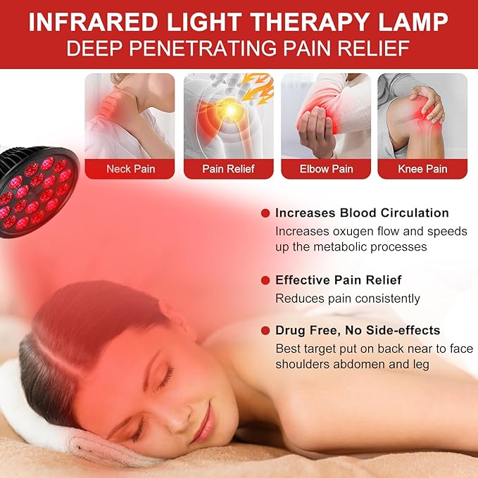 Red Light Therapy Bulb, 18 LEDs Red Light Therapy Lamp for Body and Face with 660nm Red and 850nm Infrared Light Therapy Device for Skin Care Pain Relief Suitable E26 Socket-Only Bulb