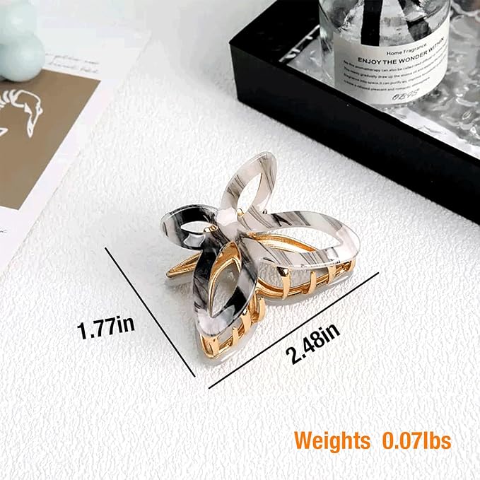 Metal Acetate Butterfly Hair Claw Clip - Elegant Non-Slip Hair Clamp for Women, Girls - Perfect for Ponytails, Buns, and Half-Up Styles (2 Pack) (little butterfly)